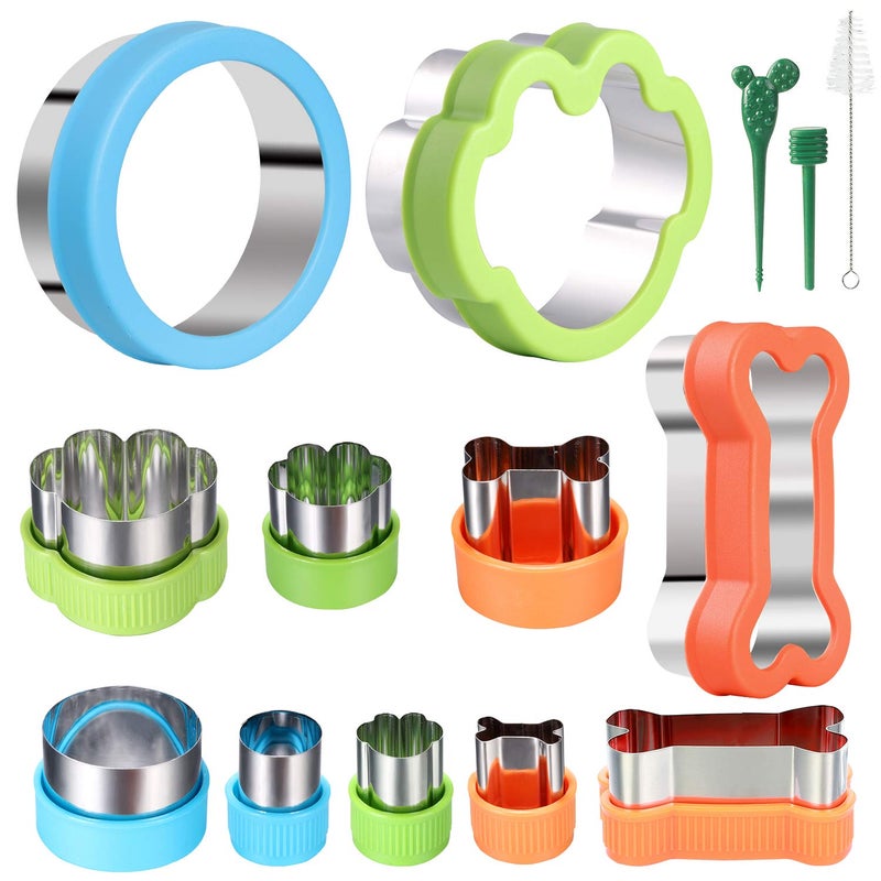 CECIAOAIME Dog Bone Cookie Cutter set - 4 Dog Bone 4 Footprint 3 Round Biscuit Cutters Sandwiches Cutter Set Different Sizes Mini Small Medium Big - Image 1